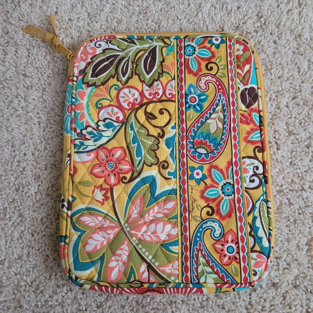 Vera Bradley Quilted Tablet Case Sleeve Provencal Yellow Floral Zip Retired